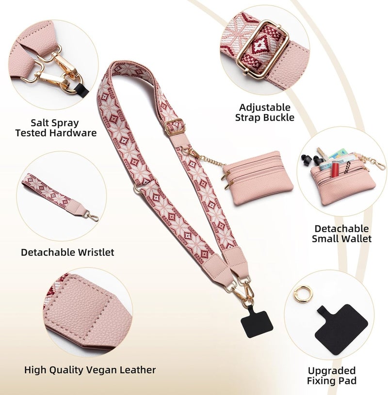CUEDM Cell Phone Lanyard Crossbody,Adjustable Cell Phone Strap with Wristlet,Clip and Go Strap for Phone with Wallet - Image 4